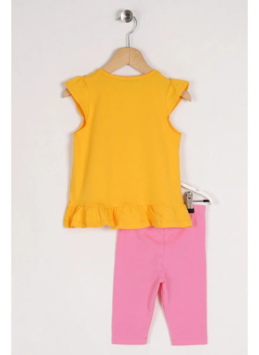 Zepkids Girl Yellow Watermelon Printed Skirt and Frilled Tights Set