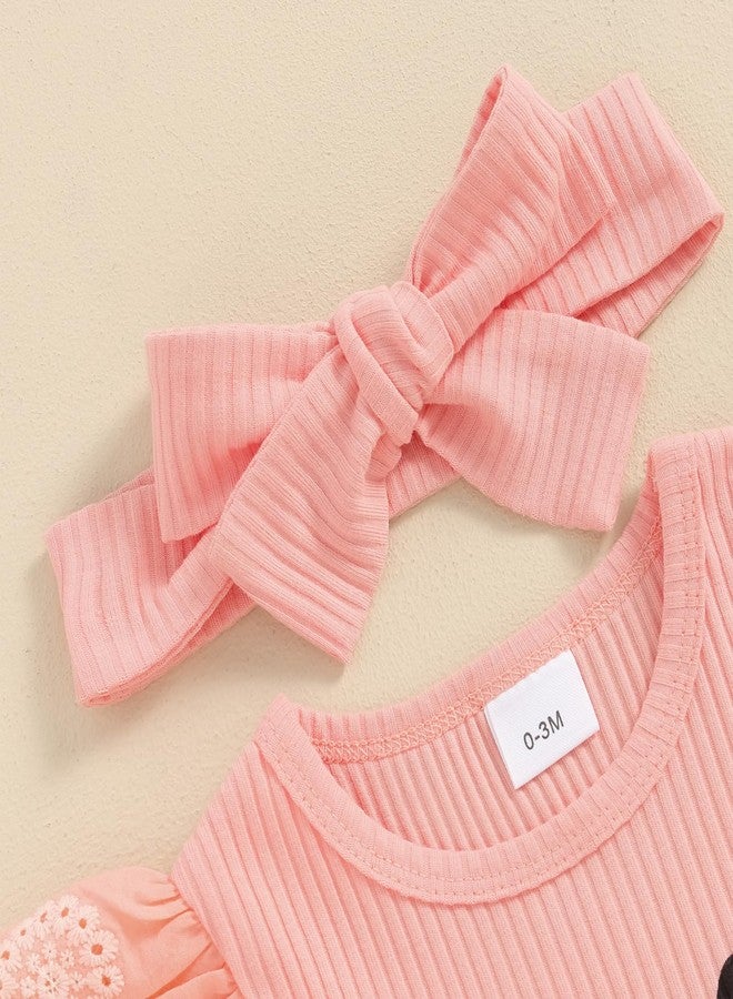 Mubineo Baby Girl Summer Clothes Hello Im New Here Outfits Newborn Romper Ruffle Skirt Shorts Coming Home Outfit (Pink, 0-3 Months) - Image 5
