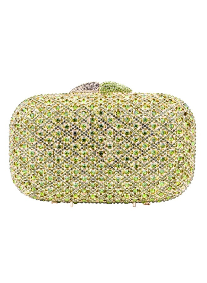 Dollar's Crystal Rhinestone Purse for Women CP03, Sparkly Evening Clutch Handbag, Metal Frame Crossbody Bag for Wedding Party Prom, Bridal Luxury Occasion Stylish Bag (Green) - Image 1