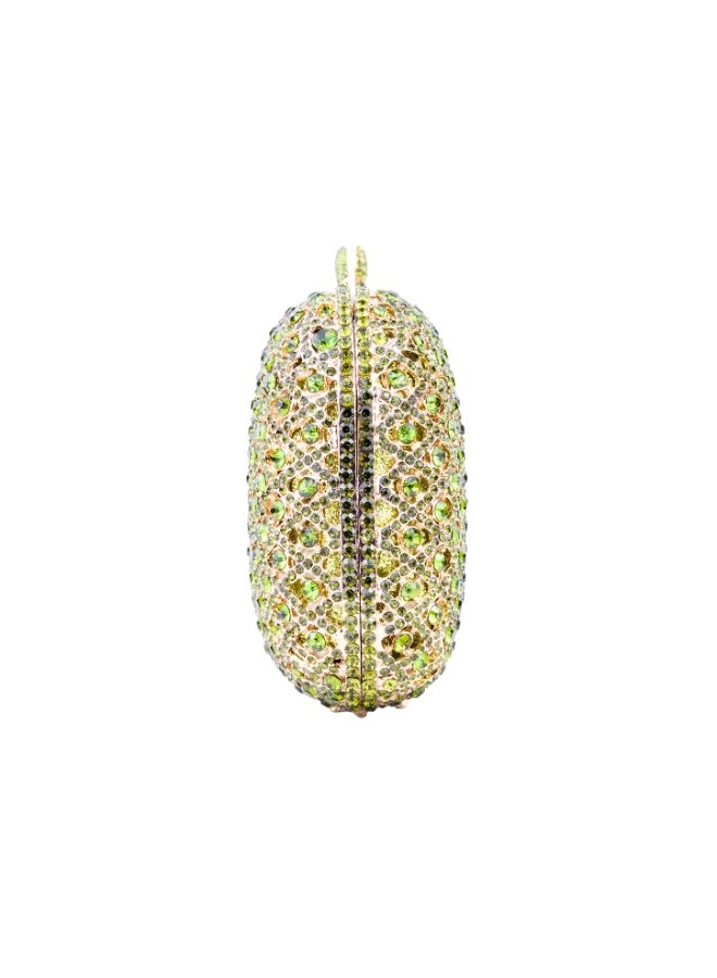 Dollar's Crystal Rhinestone Purse for Women CP03, Sparkly Evening Clutch Handbag, Metal Frame Crossbody Bag for Wedding Party Prom, Bridal Luxury Occasion Stylish Bag (Green) - Image 3