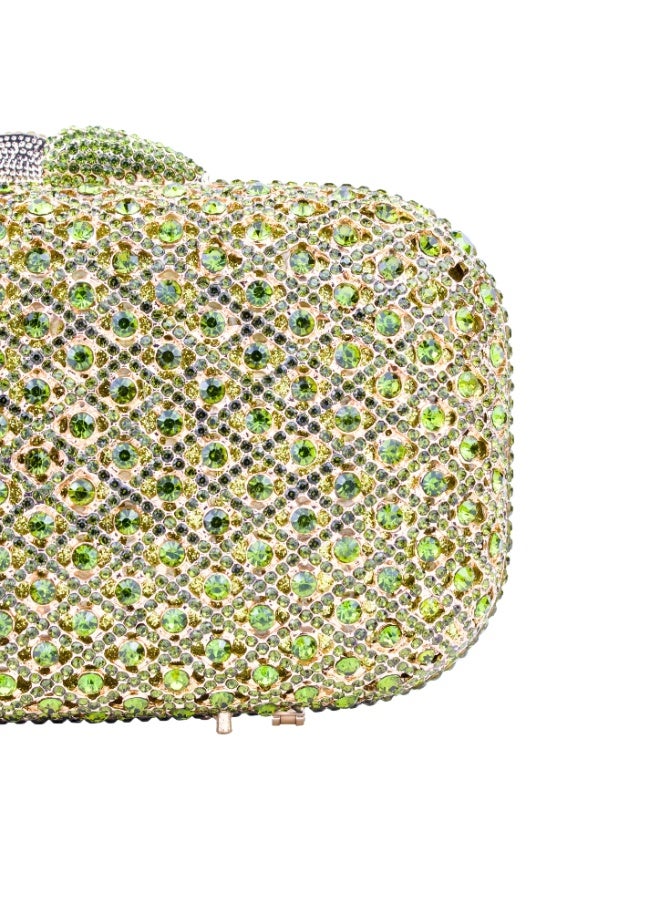 Dollar's Crystal Rhinestone Purse for Women CP03, Sparkly Evening Clutch Handbag, Metal Frame Crossbody Bag for Wedding Party Prom, Bridal Luxury Occasion Stylish Bag (Green) - Image 2