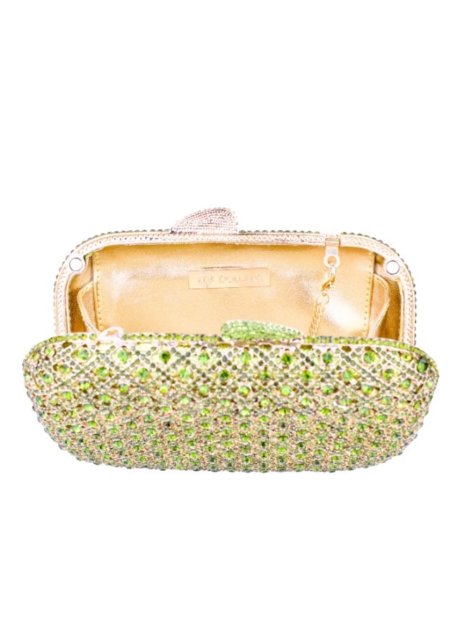 Dollar's Crystal Rhinestone Purse for Women CP03, Sparkly Evening Clutch Handbag, Metal Frame Crossbody Bag for Wedding Party Prom, Bridal Luxury Occasion Stylish Bag (Green) - Image 4