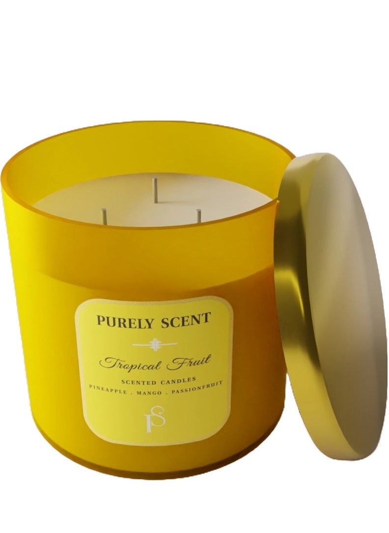 Tropical Fruit Soy Wax Scented Candle, 100% Pure Soy Wax and Vegetable Wax, 92 Hours Burn Time, Fragrant Candles for Home, Office, Scented Candle for Aromatherapy, 14.1 Oz/400 Grams - https://f.nooncdn.com/p/pzsku/Z8996FEC00FF1B35DD8F8Z/45/1744024966/a75bcb86-398b-4d88-a5bb-be005fc35286.jpg?width=original