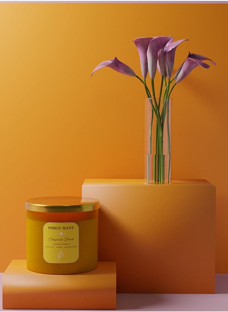 Tropical Fruit Soy Wax Scented Candle, 100% Pure Soy Wax and Vegetable Wax, 92 Hours Burn Time, Fragrant Candles for Home, Office, Scented Candle for Aromatherapy, 14.1 Oz/400 Grams - https://f.nooncdn.com/p/pzsku/Z8996FEC00FF1B35DD8F8Z/45/_/1672911947/7102d2da-7ddf-47f3-a68a-2c4cc958d773.jpg?format=jpg&width=original