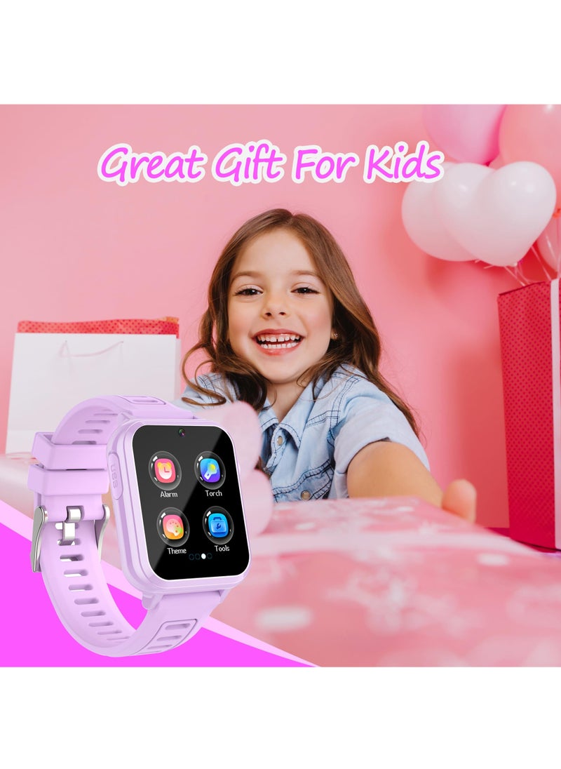 Generic - Kids Smart Watch, Smart Game Watch with 24 Games, HD Touch Screen, Video, Camera, Music Player, Pedometer, Flashlight, Alarm Clock,  Kids Watches for 3-12 Year Olds Boy/Girl (Purple) - Image 1