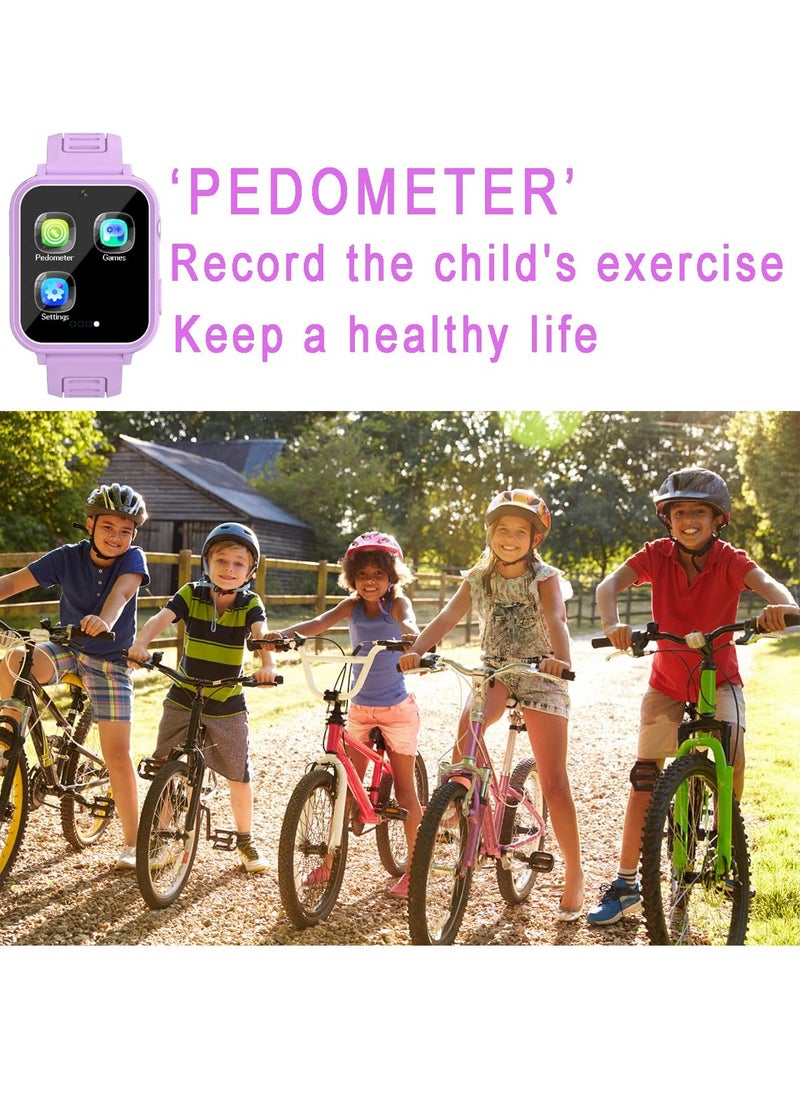 Generic - Kids Smart Watch, Smart Game Watch with 24 Games, HD Touch Screen, Video, Camera, Music Player, Pedometer, Flashlight, Alarm Clock,  Kids Watches for 3-12 Year Olds Boy/Girl (Purple) - Image 1