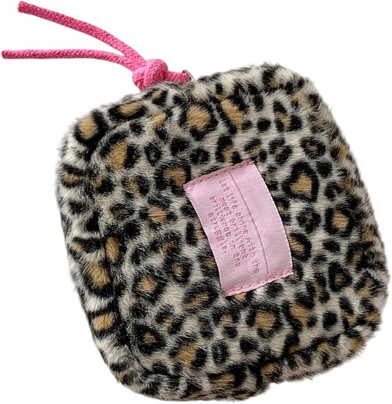 Dark Leopard Print Plush Square Storage Pouch For Cosmetics Sanitary Pads Organizer - Image 1
