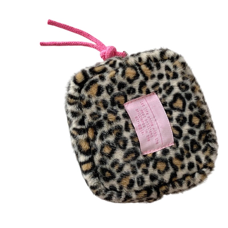 Dark Leopard Print Plush Square Storage Pouch For Cosmetics Sanitary Pads Organizer - Image 2
