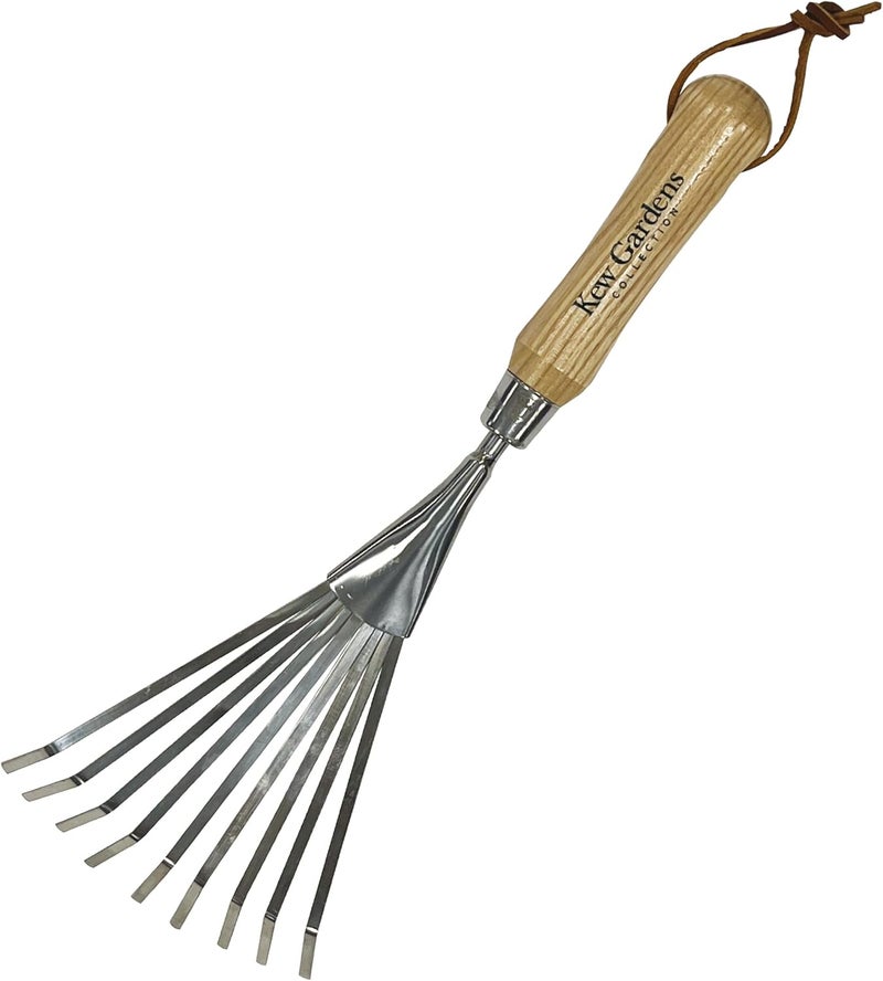Spear  Jackson 5200KEW Kew Gardens Collection Mini Border Rake - Compact Stainless Steel Hand Garden Rake - Narrow Tines for Lawn Edges, Flowerbeds & Paths, Hardwood FSC® Handle, Rust-Resistant - Image 1