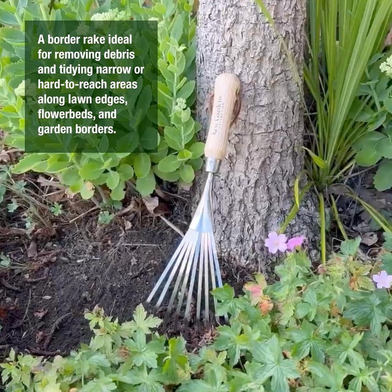 Spear  Jackson 5200KEW Kew Gardens Collection Mini Border Rake - Compact Stainless Steel Hand Garden Rake - Narrow Tines for Lawn Edges, Flowerbeds & Paths, Hardwood FSC® Handle, Rust-Resistant - Image 3