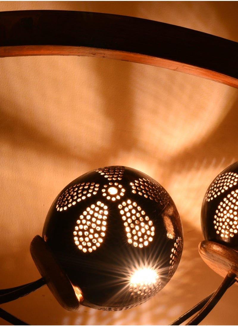 N & H Coconut Shell Table lamp Wave design 2 Balls  - Image 4