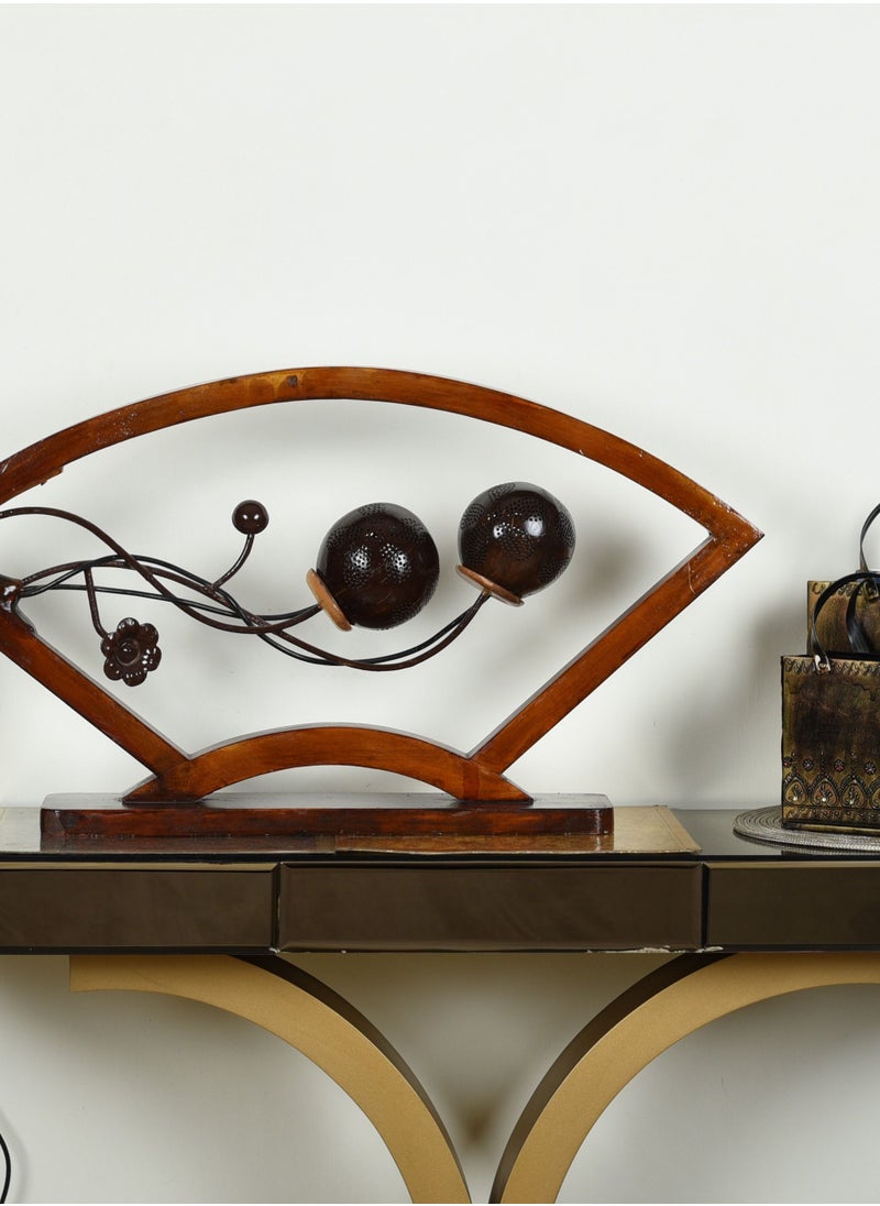 N & H Coconut Shell Table lamp Wave design 2 Balls  - Image 5
