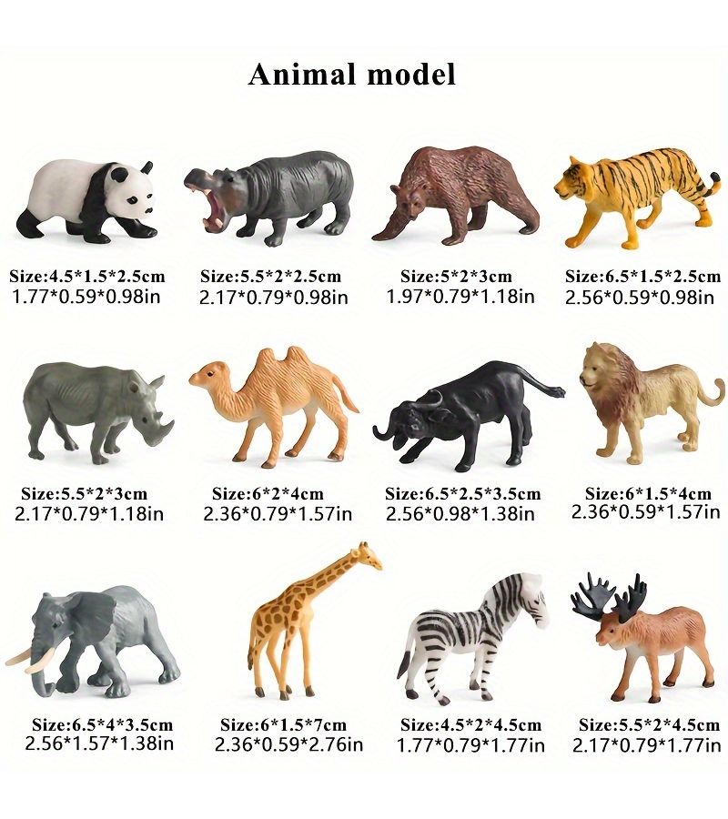 Wildlife Model Set 12 Pcs Mini Tiger Lion Bear Elephant Buffalo - Image 3