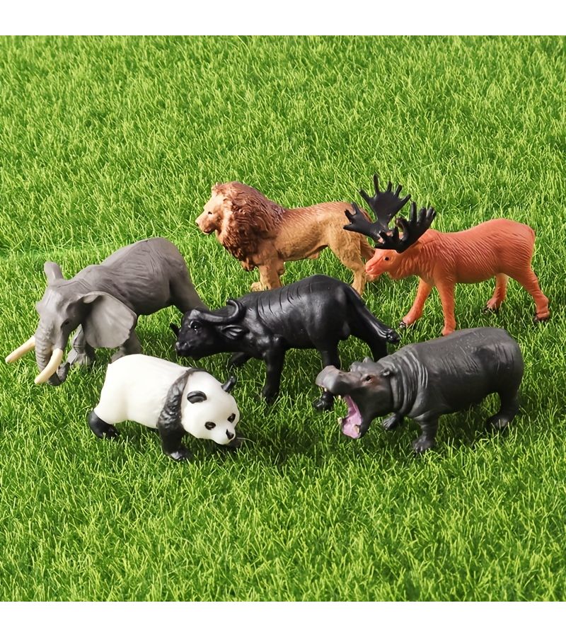 Wildlife Model Set 12 Pcs Mini Tiger Lion Bear Elephant Buffalo - Image 2