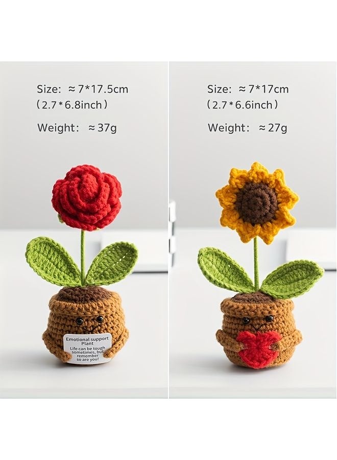 هومستر مصنوعة يدويا كروشي ورد قلب عباد الشمس ديزي السيارة الملحقات اقتباس ملهم مكتب الديكور الإبداعي عيد الأم / صديقة عيد ميلاد / تخرج هدية مصنوعة يدويا - Image 2