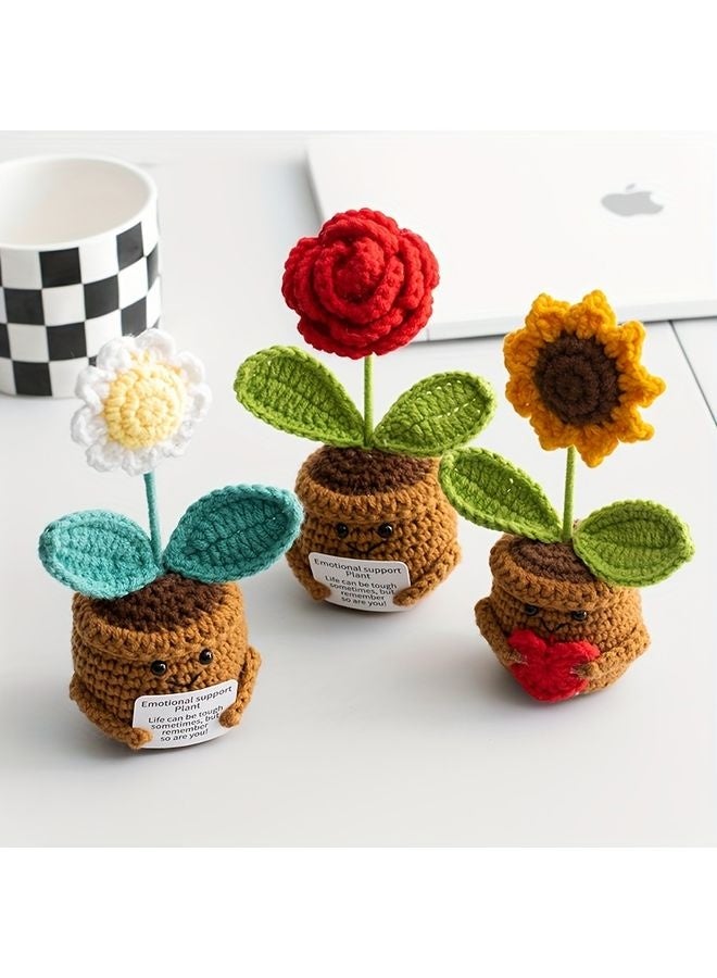 هومستر مصنوعة يدويا كروشي ورد قلب عباد الشمس ديزي السيارة الملحقات اقتباس ملهم مكتب الديكور الإبداعي عيد الأم / صديقة عيد ميلاد / تخرج هدية مصنوعة يدويا - Image 1