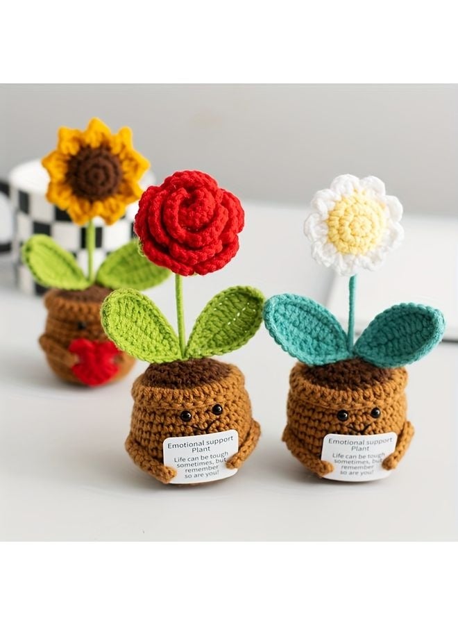 هومستر مصنوعة يدويا كروشي ورد قلب عباد الشمس ديزي السيارة الملحقات اقتباس ملهم مكتب الديكور الإبداعي عيد الأم / صديقة عيد ميلاد / تخرج هدية مصنوعة يدويا - Image 3