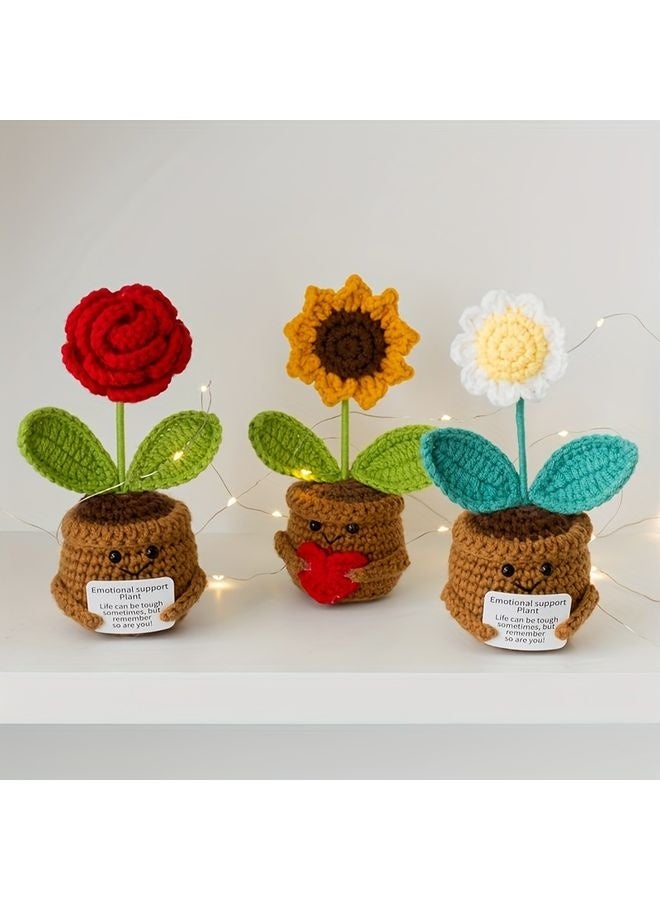 هومستر مصنوعة يدويا كروشي ورد قلب عباد الشمس ديزي السيارة الملحقات اقتباس ملهم مكتب الديكور الإبداعي عيد الأم / صديقة عيد ميلاد / تخرج هدية مصنوعة يدويا - Image 4