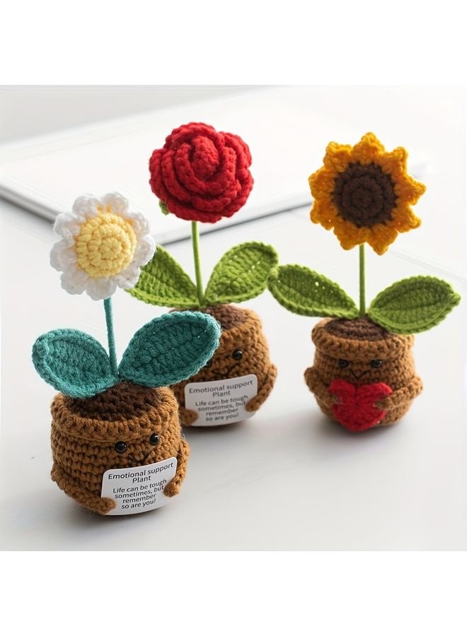 هومستر مصنوعة يدويا كروشي ورد قلب عباد الشمس ديزي السيارة الملحقات اقتباس ملهم مكتب الديكور الإبداعي عيد الأم / صديقة عيد ميلاد / تخرج هدية مصنوعة يدويا - Image 5