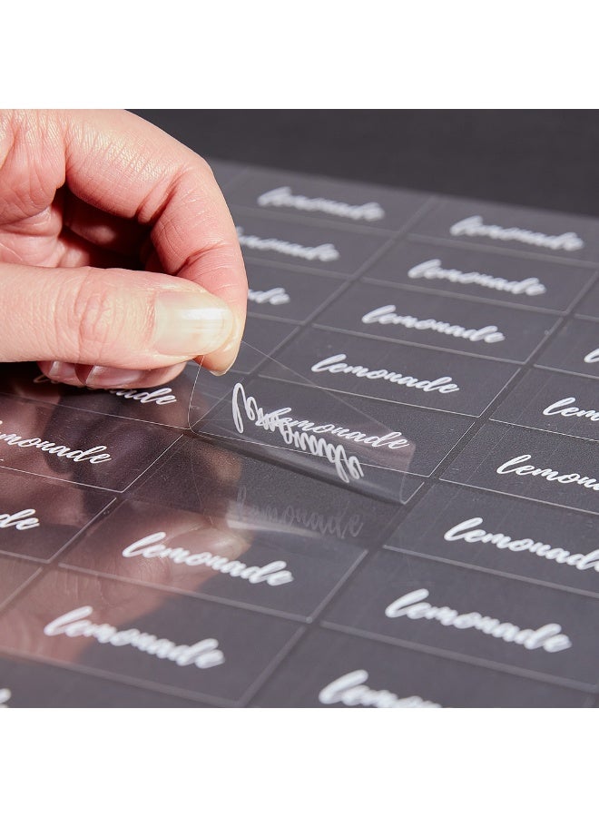 Restaurantware ملصقات زجاجات عصير الليمون 1.9 × 1 بوصة من Label Tek، 100 ملصق مقاوم للماء للزجاجات - ذاتية اللصق، شفافة مع خط أبيض، ملصقات زجاجات بلاستيكية، لأكياس المشروبات - Image 1