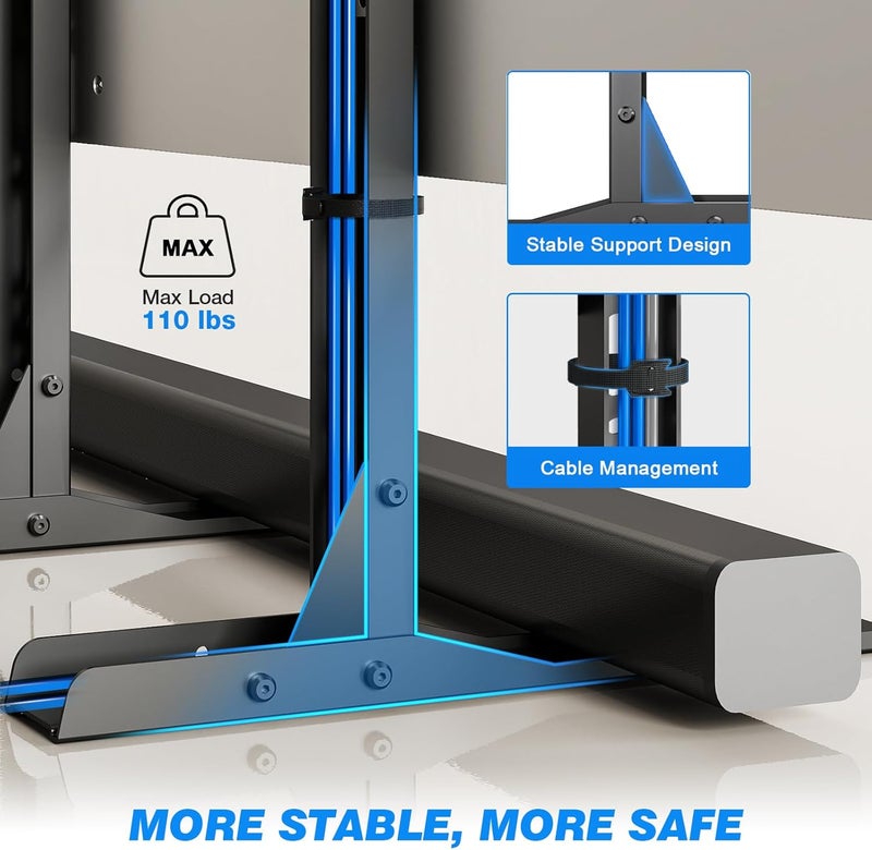 Rfiver Universal TV Stand for 20-75 inch Flat Curved TVs, Height Adjustable Table Top TV Stand, TV Feet with Cable Management,Steel Replacement TV Legs Holds up to 110 lbs, Max VESA 800x600mm, Black - Image 4