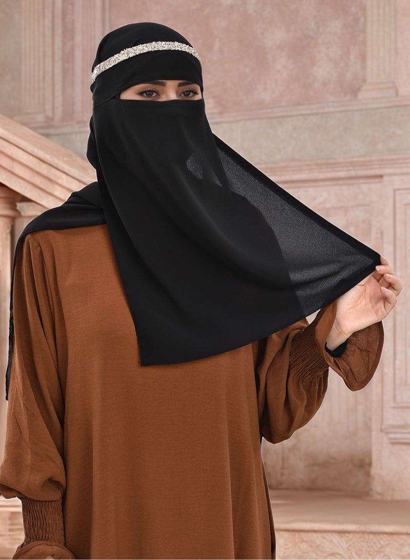 الخيمار النقاب الشيفون الحجاب الحجاب العرقي الأسلوب الساخن الماس النساء رأس لف بسيط لون جامد الشمس قناع الوشاح - Image 1