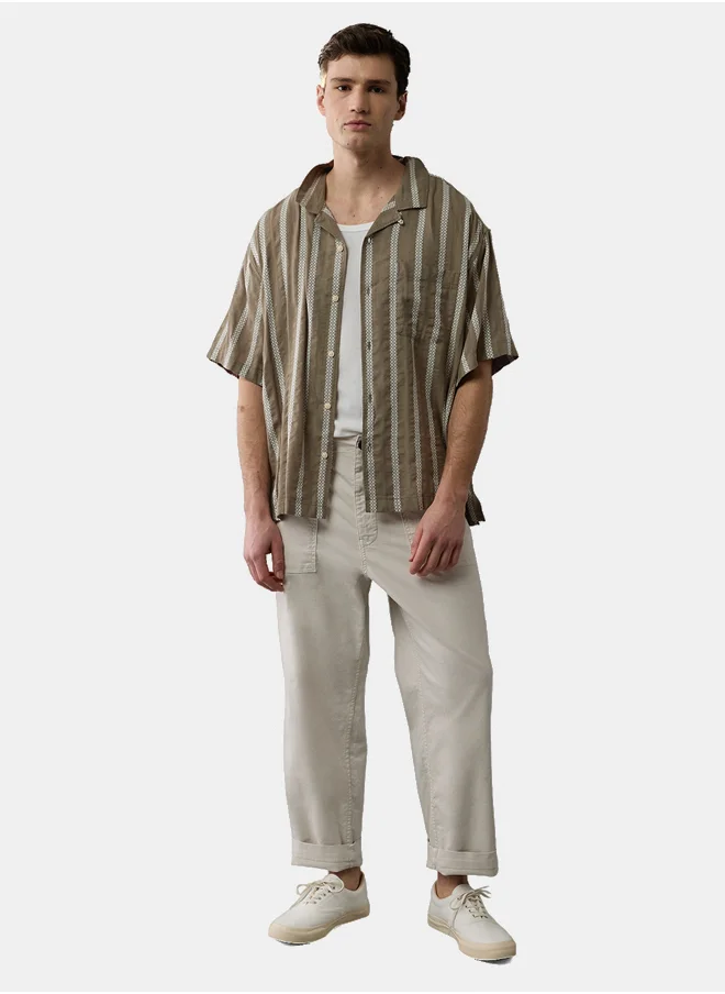 امريكان ايجل AE Poolside Striped Button-Up Shirt
