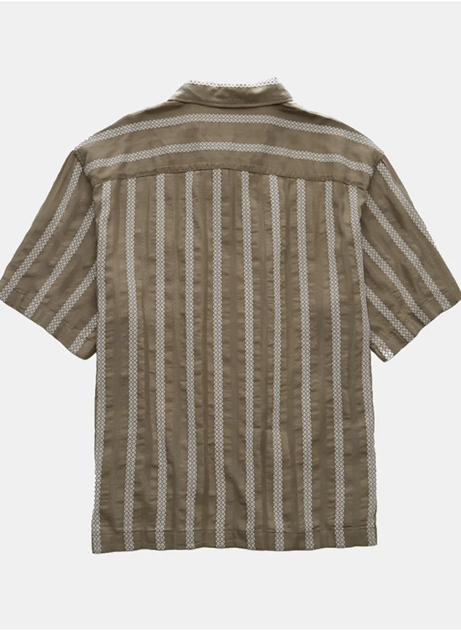 امريكان ايجل AE Poolside Striped Button-Up Shirt