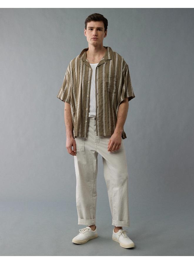 American Eagle AE Poolside Striped Button-Up Shirt - Image 1