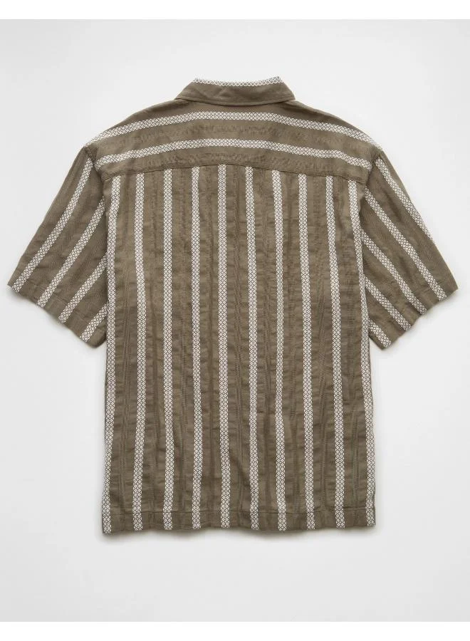 امريكان ايجل AE Poolside Striped Button-Up Shirt
