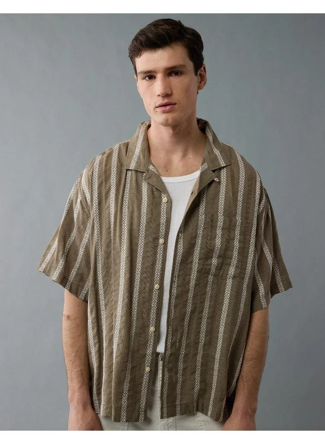 American Eagle AE Poolside Striped Button-Up Shirt