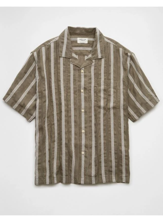 American Eagle AE Poolside Striped Button-Up Shirt