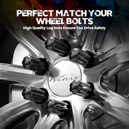 FLYCLE 14x1.5 Wheel Lug Nuts, 24 pcs Black M14x1.5 Lug Nut Closed End Long Extended XL Spline with 1 Socket Key for Silverado 1500 Tahoe Avalanche Sierra 1500 Yukon Escalade 6 Lug Aftermarket Wheels - Image 3