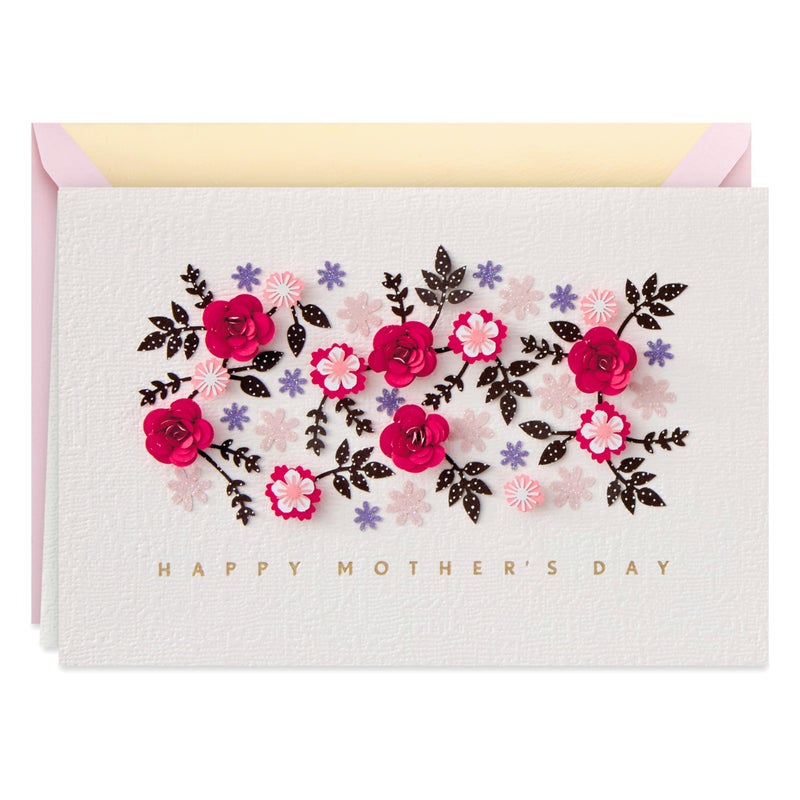 Hallmark بطاقة عيد الأم من هالمارك س signature (زهور ورقية مقطوعة، أتمنى لك يوماً رائعاً) - Image 1