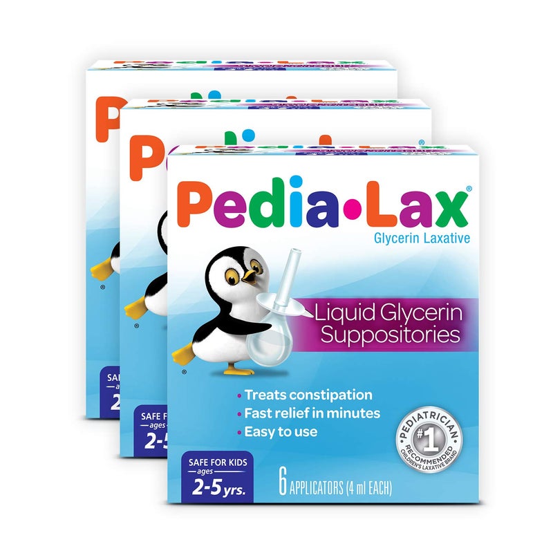 Pedia-Lax Laxative Liquid Glycerin Suppositories for Kids, Ages 2-5, 6 CT, 3 Pack - Image 1