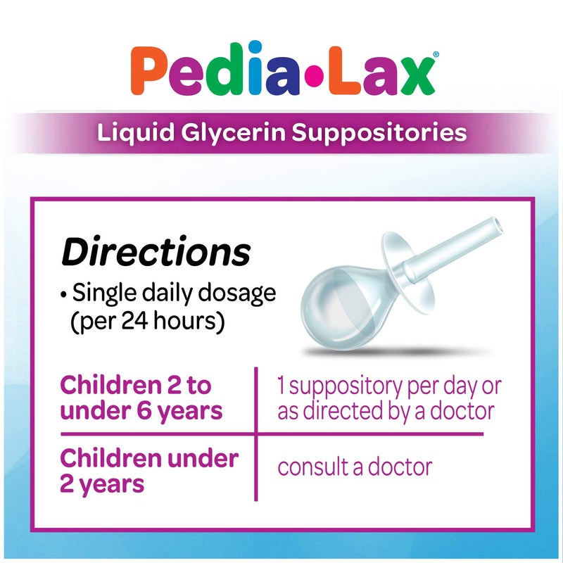 Pedia-Lax Laxative Liquid Glycerin Suppositories for Kids, Ages 2-5, 6 CT, 3 Pack - Image 4