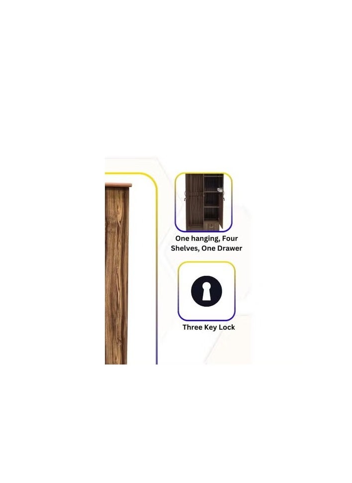 Galaxy Design Galaxy Design Galaxy Design 2 Door Cupboard Inside Mirror , 3 Shelve, 1 Hanger GDF-SBF621 Golden Oak  - Image 2