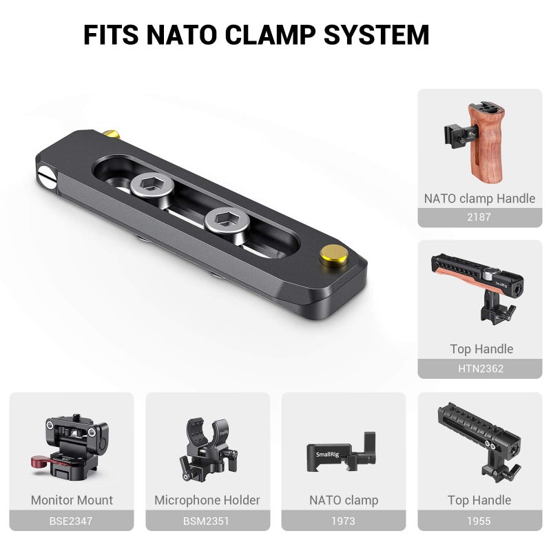 SMALLRIG سكة أمان سريعة التحرير منخفضة الملف الشخصي العالمية 90 مم/3.5 بوصة مع براغي 1/4'' لحامل كاميرا NATO قفص EVF - BUN2484 - Image 3