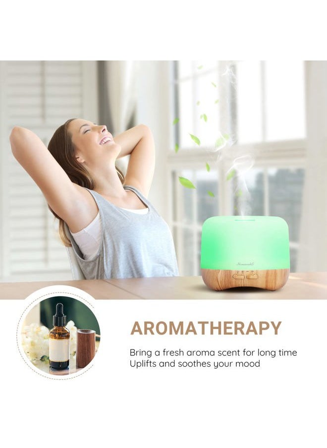 Homeweeks 300ml Essential Oil Diffuser, Quiet Aromatherapy Mist Diffusers for Essential Oils, Wood Grain, Ultrasonic, Remote Control, Timer, 7 Colors Light for Bedroom (300ml)  - Image 3