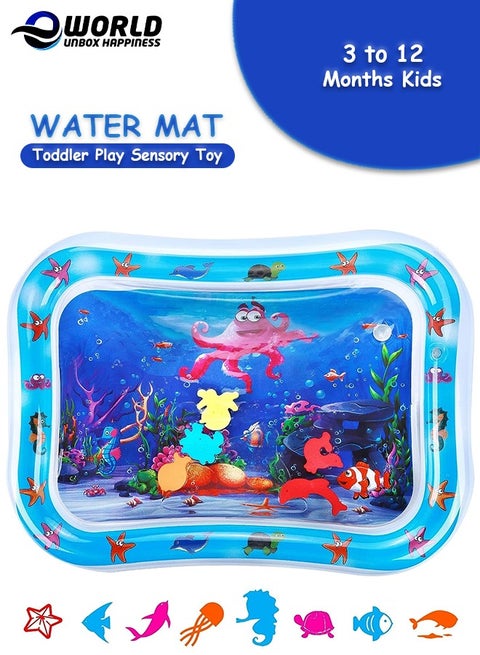 حصيرة مائية للأطفال مضادة للتسرب، لعبة حسية للأطفال من عمر 3 إلى 12 شهرًا، تحفز المهارات المعرفية والحركية، خالية من مادة BPA بحواف ناعمة، عبوة من 1 أو 2