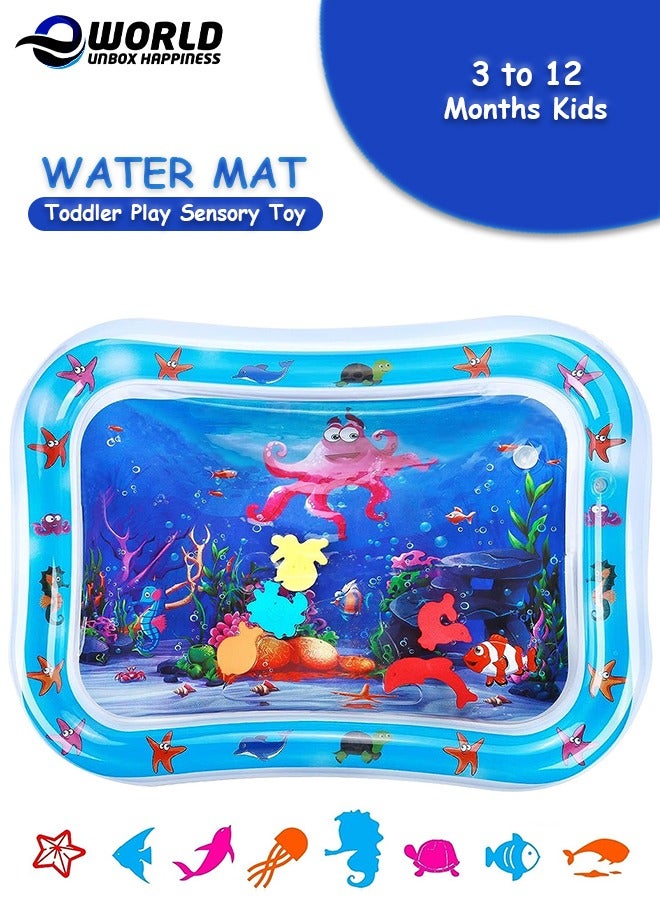 إي وورلد حصيرة مائية للأطفال مضادة للتسرب، لعبة حسية للأطفال من عمر 3 إلى 12 شهرًا، تحفز المهارات المعرفية والحركية، خالية من مادة BPA بحواف ناعمة، عبوة من 1 أو 2 - Image 1