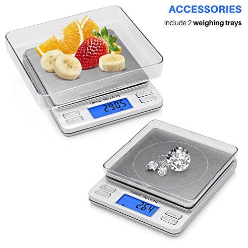 Smart Weigh Digital Pro Pocket Scale with Back-Lit LCD Display, Tare, Hold and PCS Features 500 x 0.01g (2 Lids Included) - Image 2