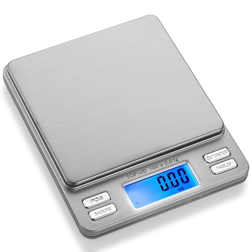 Smart Weigh Digital Pro Pocket Scale with Back-Lit LCD Display, Tare, Hold and PCS Features 500 x 0.01g (2 Lids Included) - Image 1