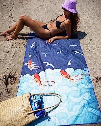 Elite Trend Quick Dry Towel Extra Large 78x35 Inch - Microfiber Beach Towel - Perfect for Beach, Travel, Swimming, Pool, Yoga, Hiking, Camping - Lightweight, Fast Drying, Compact for Adults (Koi Fish) - Image 5