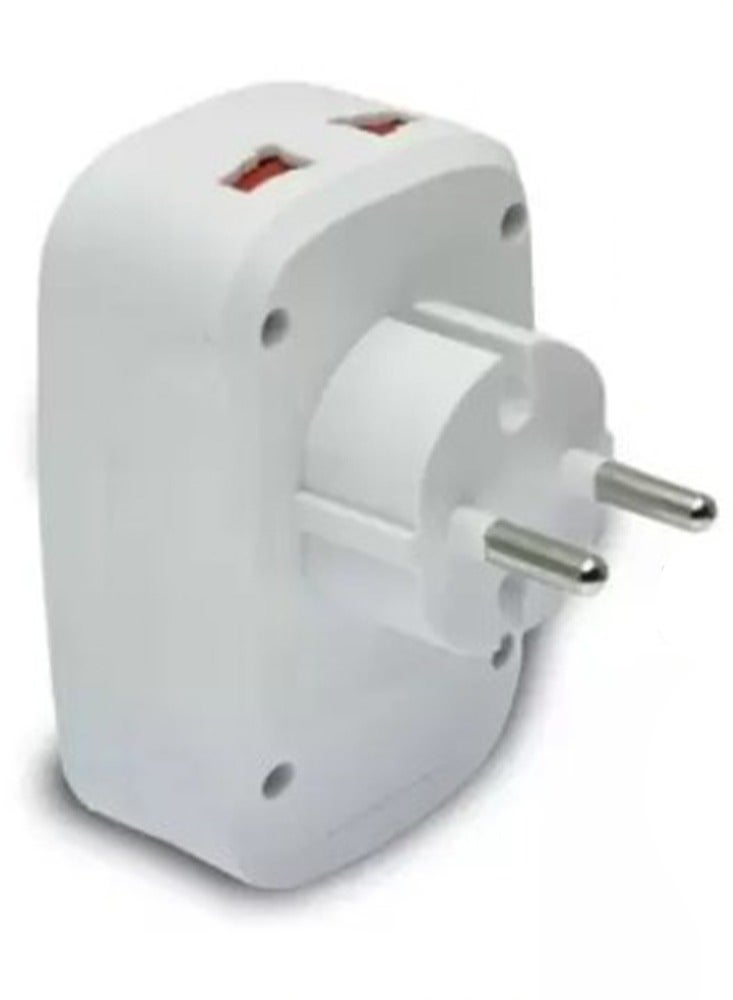 Power socket 2 USB Travel Power Adapter Charging Port Universal Charger Travel Adapter - Worldwide Adaptor  (White), 16 amp, 250 volt, white, easy to use in residential apartments, factories, and workshops - Image 3