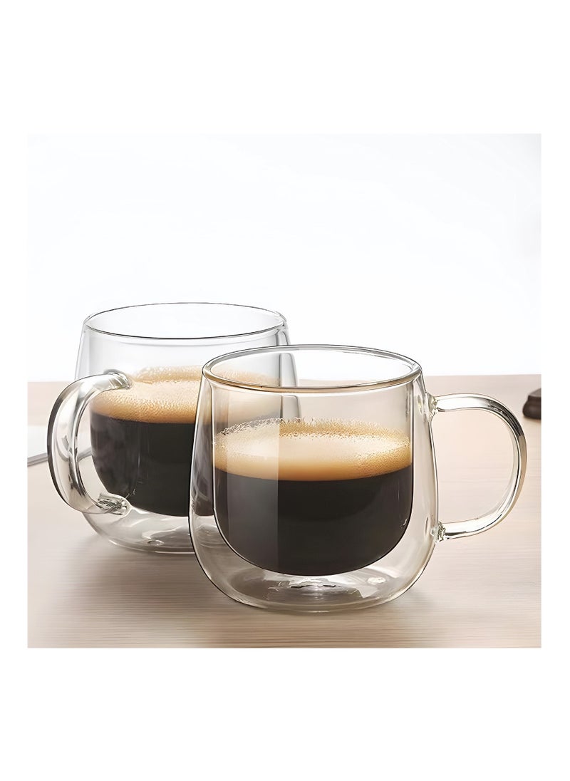 2-Pack Double Wall Glass Coffee Tea Mug with Handle, Insulated Layer  Made of Clear Borosilicate Glass  Perfect for Cappuccino Tea Latte Espresso Hot Beverage Microwave Safe (300ml 2pcs) - pzsku/Z8997929F3DF6C032071FZ/45/_/1696933559/c60c606c-03a9-490a-9f50-cddba21ee94a