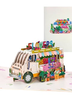 Y&D Flower Truck Pop Up Card Handmade 3D Greeting Cards for Mothers Day Valentines Wedding Anniversary Thank You Thinking of Sympathy Get Well All Occasion  - Image 1