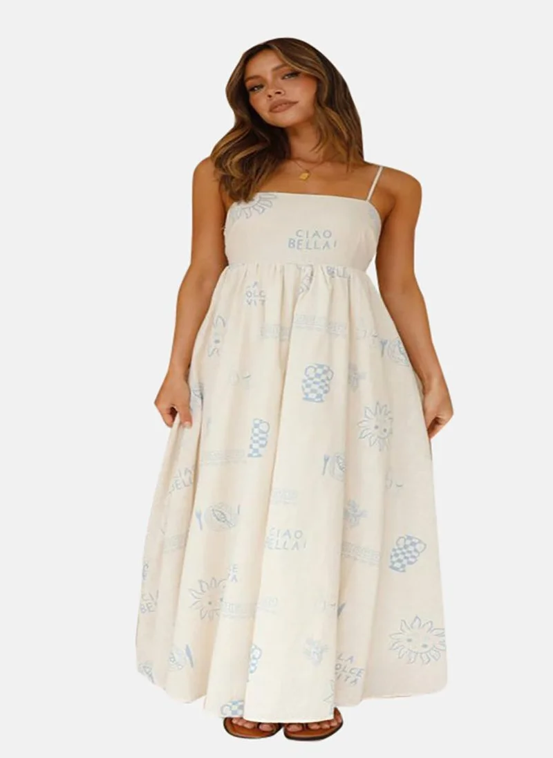 يونيكي White A-line Floral Printed Maxi Dress