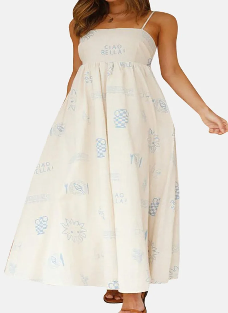 يونيكي White A-line Floral Printed Maxi Dress