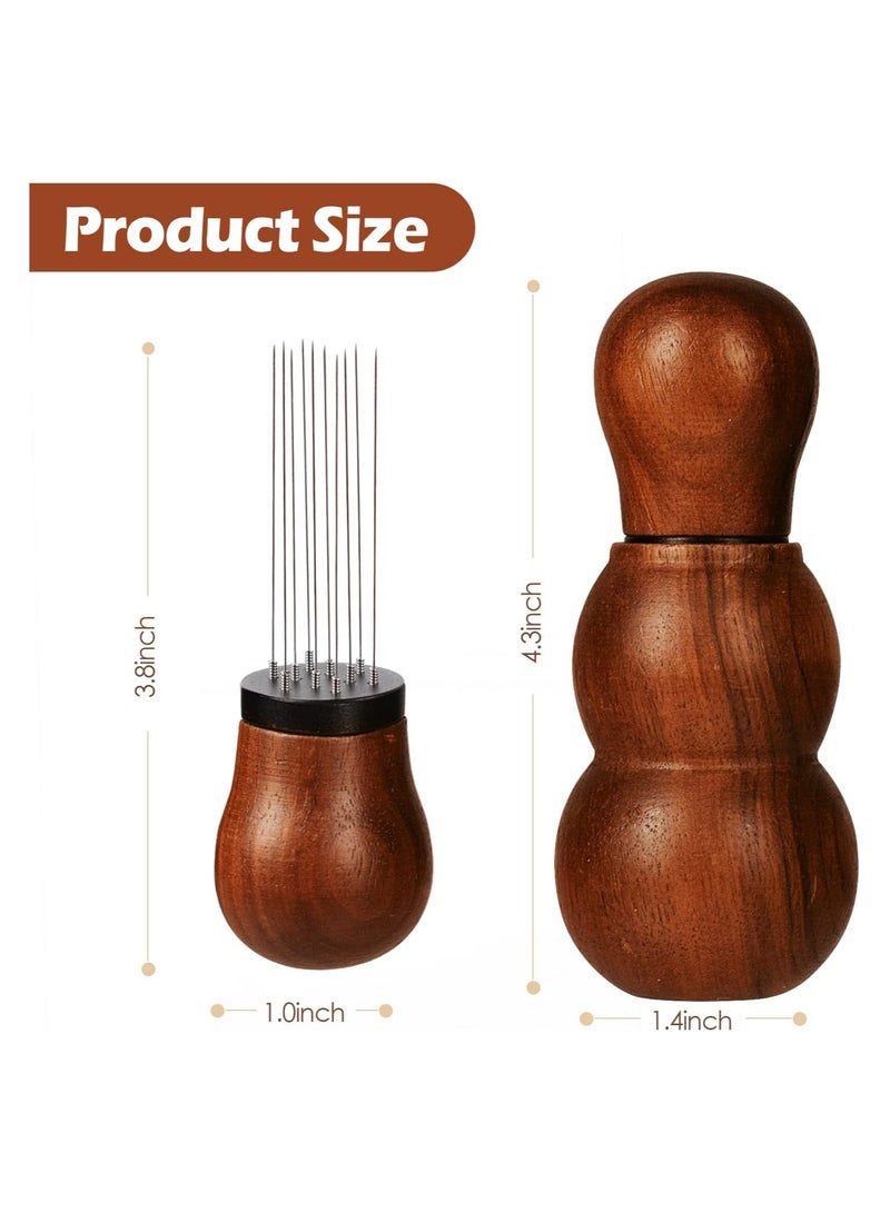 KASTWAVE WDT Espresso Distribution Tool, Coffee Stirring Tool with Natural Wood Handle and Stand, 0.3mm 10 Thick Spring Needles Coffee Stirrer (Walnut)  - Image 4